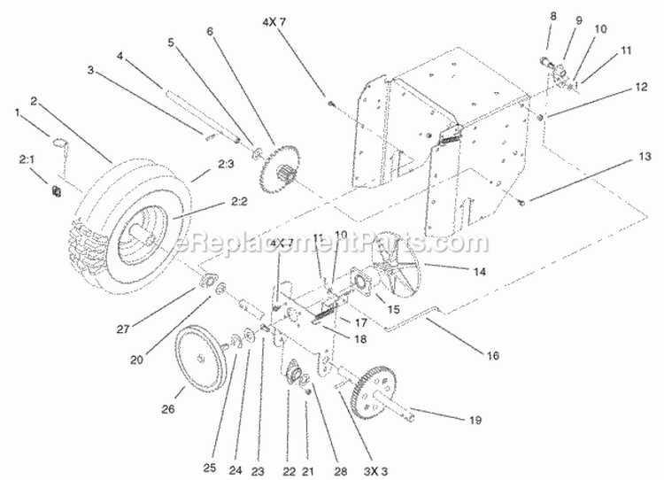 Lower Traction Assembly Diagram and Parts List for 28232 220000001-220999999 - 2002 Lawn Boy Snow Blower